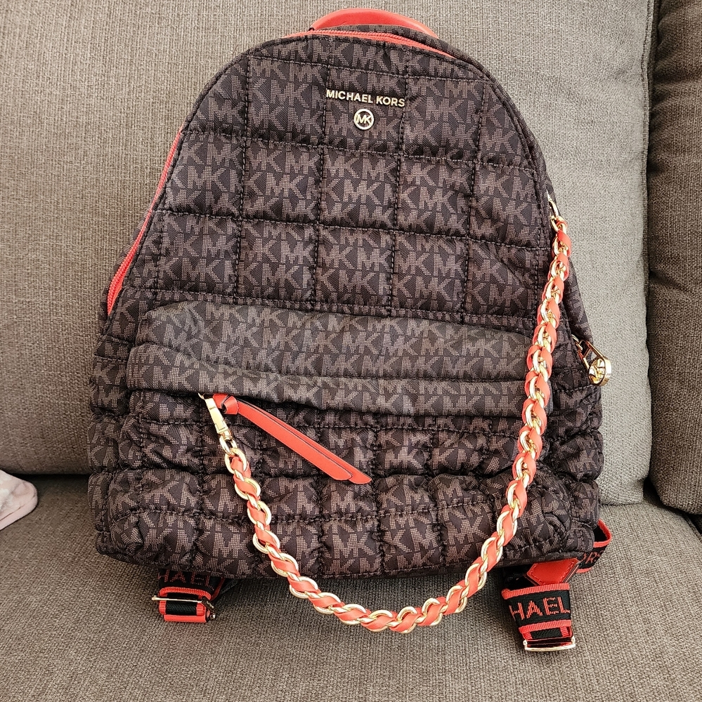 Michael Kors slater medium logo quilted backpack purse